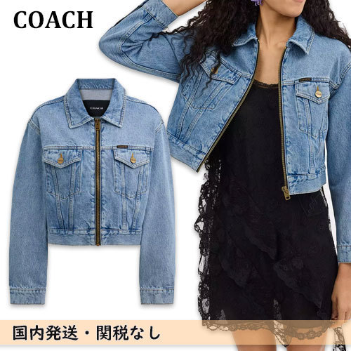 国内直営【COACH】デニム クロップ ジャケット 短丈ジャケット