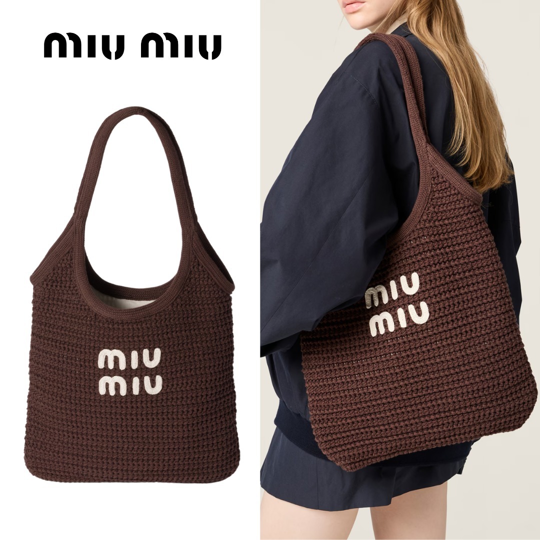 MiuMiu IVY ラフィア風トートバッグ