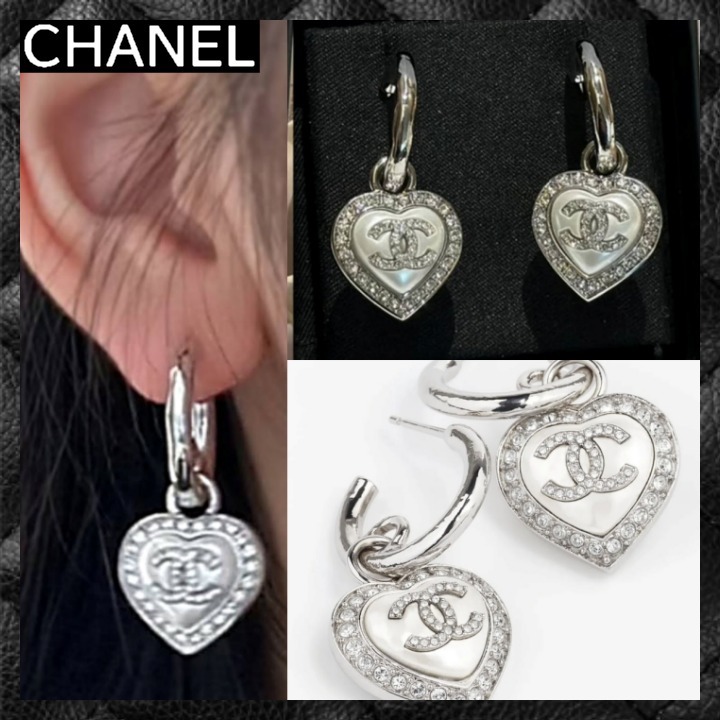 ☆大人気のハートモチーフ☆ CHANEL CCロゴ ピアス シルバー