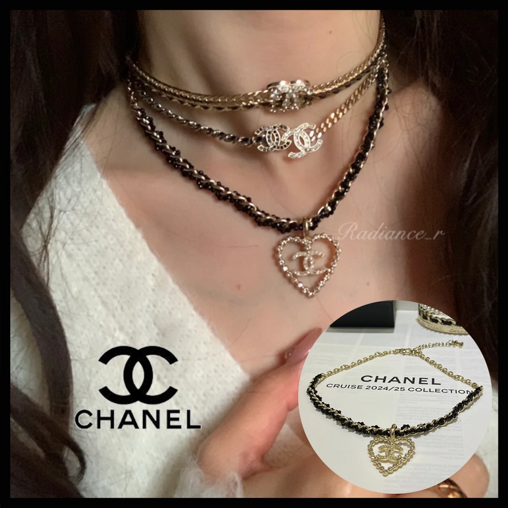 【ハート♡ロゴで大人可愛い】CHANEL チョーカーネックレス