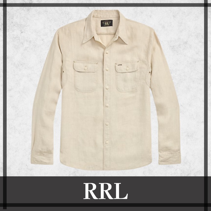 RRL】Naturalカラー リネン ヘリンボーン ツイル ワークシャツ