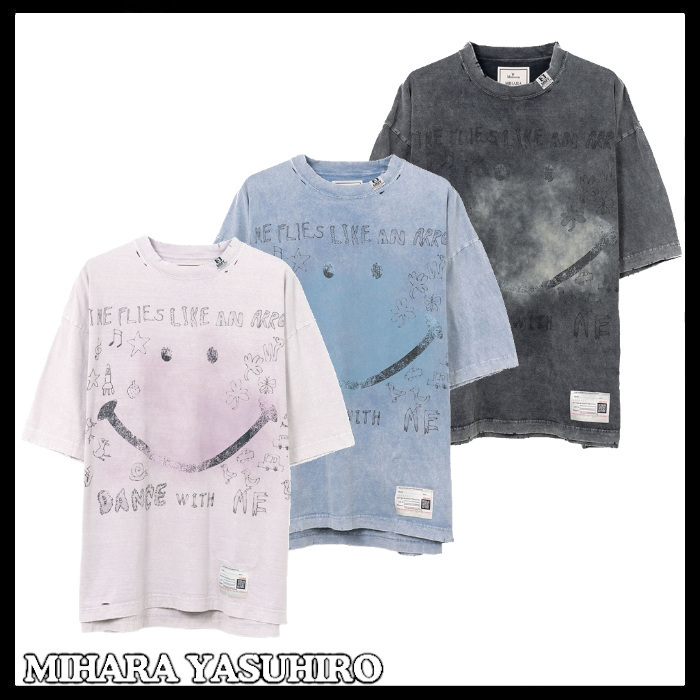 MIHARA YASUHIRO 国内買付 Bleached Smily Face Print T-shirt
