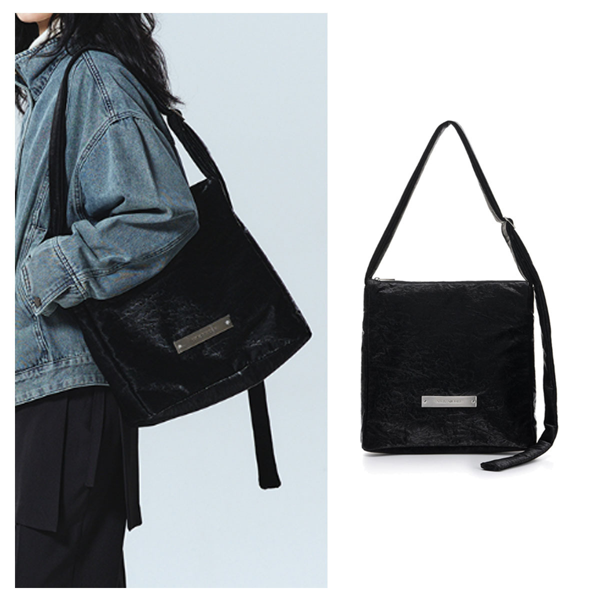 ショルダーバッグ・ポシェット NICK&NICOLE CRYSTAL CRACK LEATHER BIG SQUARE BAG 5BJH1200