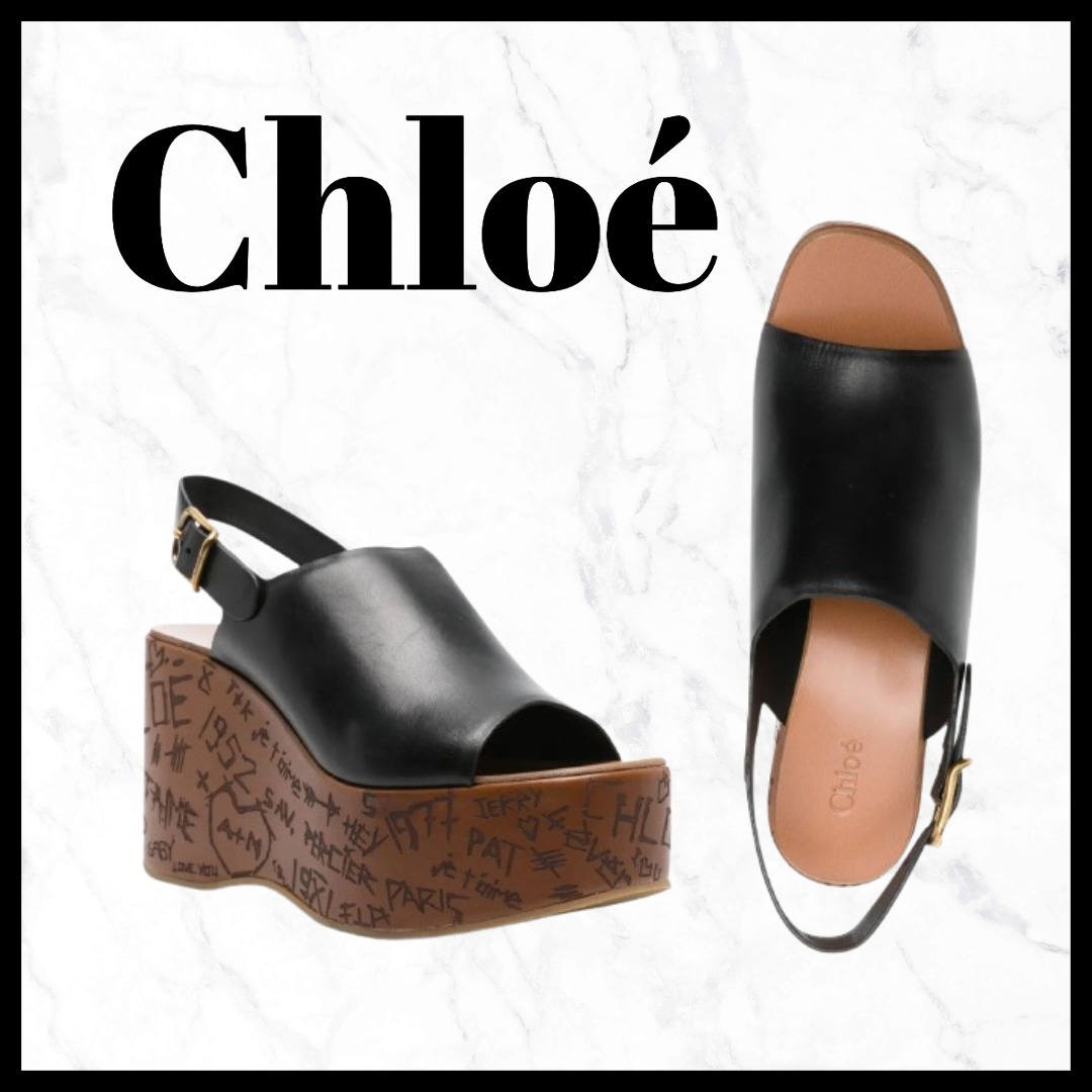 【Chloe】クロエ Maximeウェッジサンダル バックル留め Black