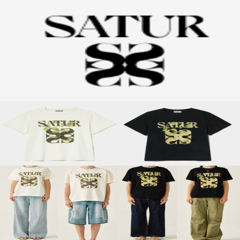 [ルーズフィット]SATUR アペローリーフグラフィック半袖Tシャツ