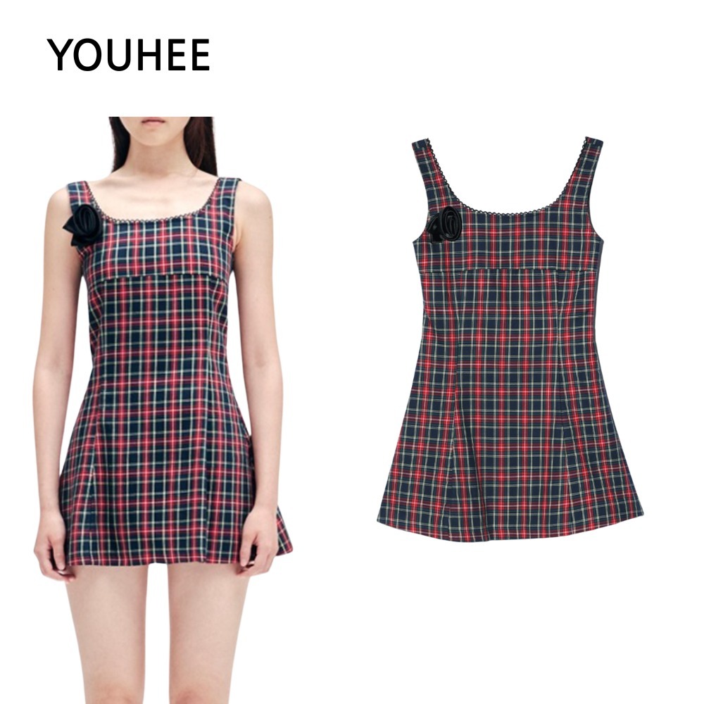 ★YOUHEE★CHECK SLEVELESS DRESS【送料込/関税込】