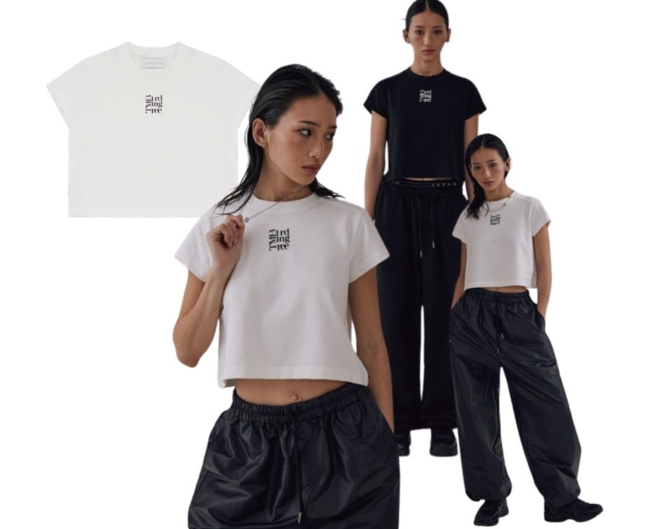 韓国商品/TREEMINGBIRD TMB Small Square Logo Crop T-shirts
