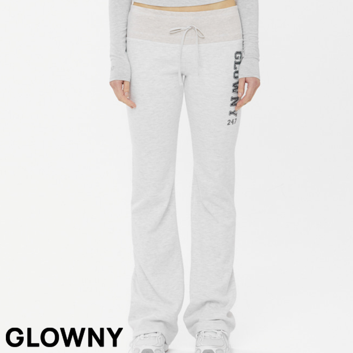 ★GLOWNY★247 DAY SNUG FLARE PANTS (WHITE MELANGE)★正規品
