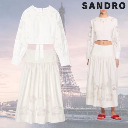 フランス発★Sandro きれいめ上品! ストライプ セットアップ ワイドストライプセットアップ（青）春/夏 リラックス感と