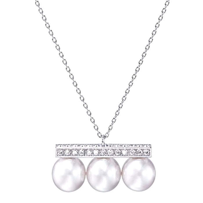 美品【タサキ】18K ダイヤ パール バランスネオペンダント