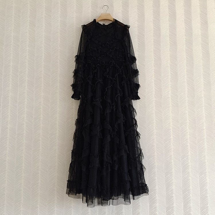 ワンピース ブラック ドレス 再入荷 チュール レッド