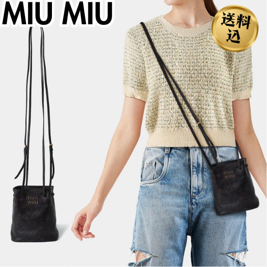 【送料込】MIU MIU ナッパレザー ポーチ ダークブラウン