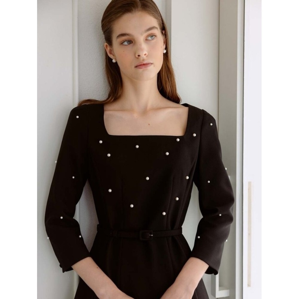 ワンピース BAU by Bride And You URIELLE Square neck pearl decorated lon