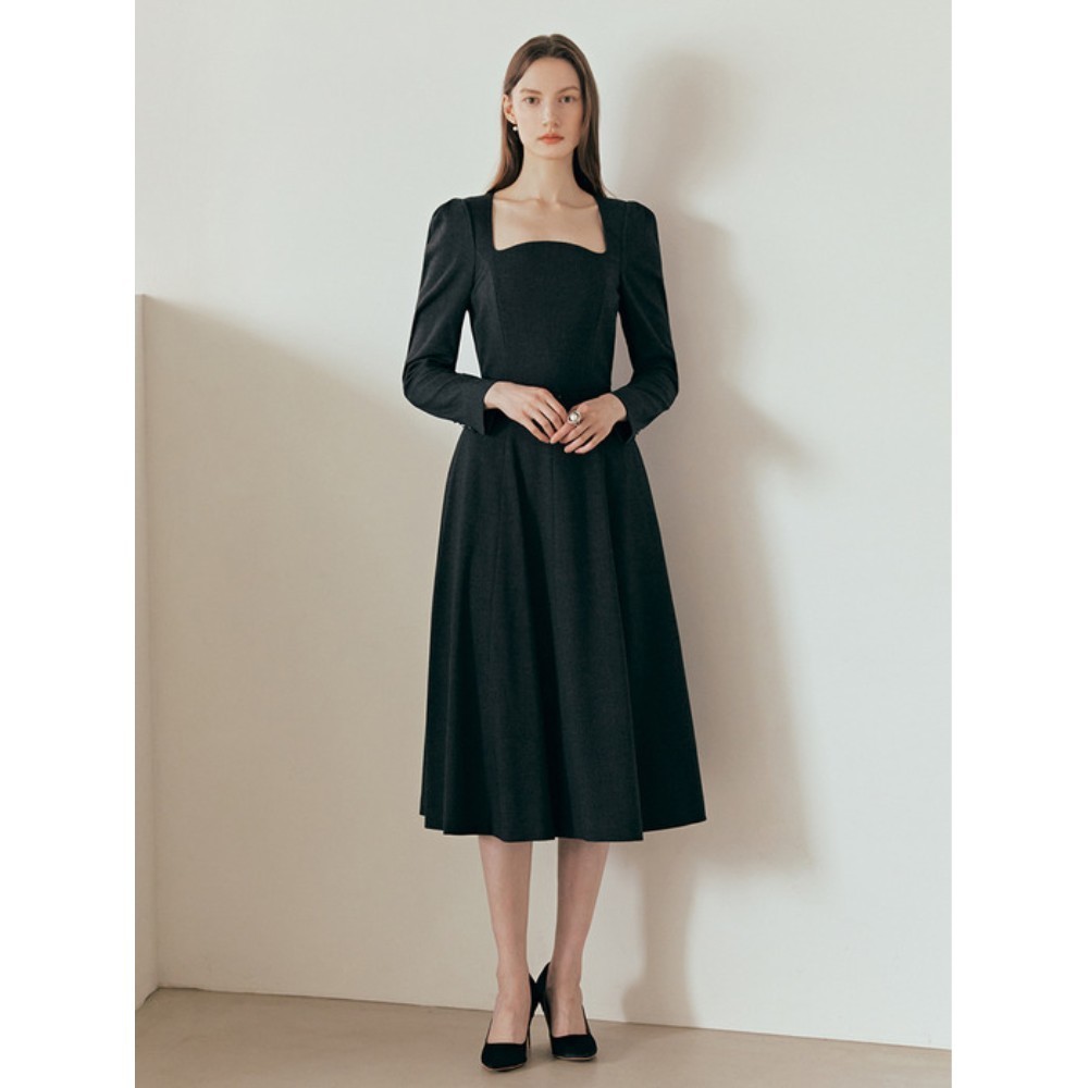 ワンピース BAU by Bride And You PENELOPE Square neck flared dress (Blac