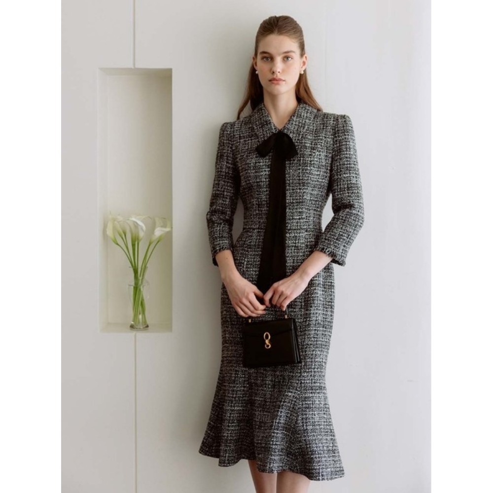 ワンピース BAU by Bride And You BETHANY Stand collar mermaid tweed long
