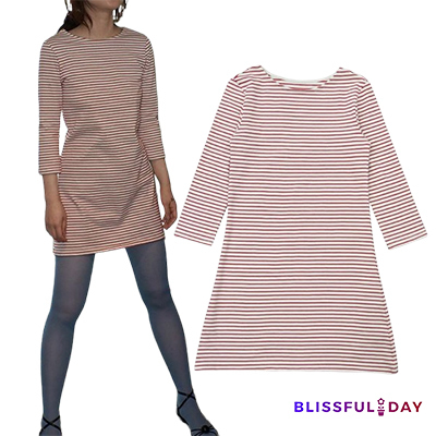 ワンピース [FRECKLE] boat neck stripe mini dress