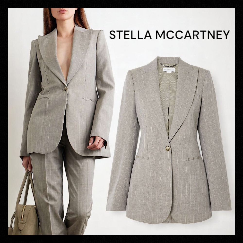 【Stella McCartney】人気★ ウール ブレザー ピンストライプ柄