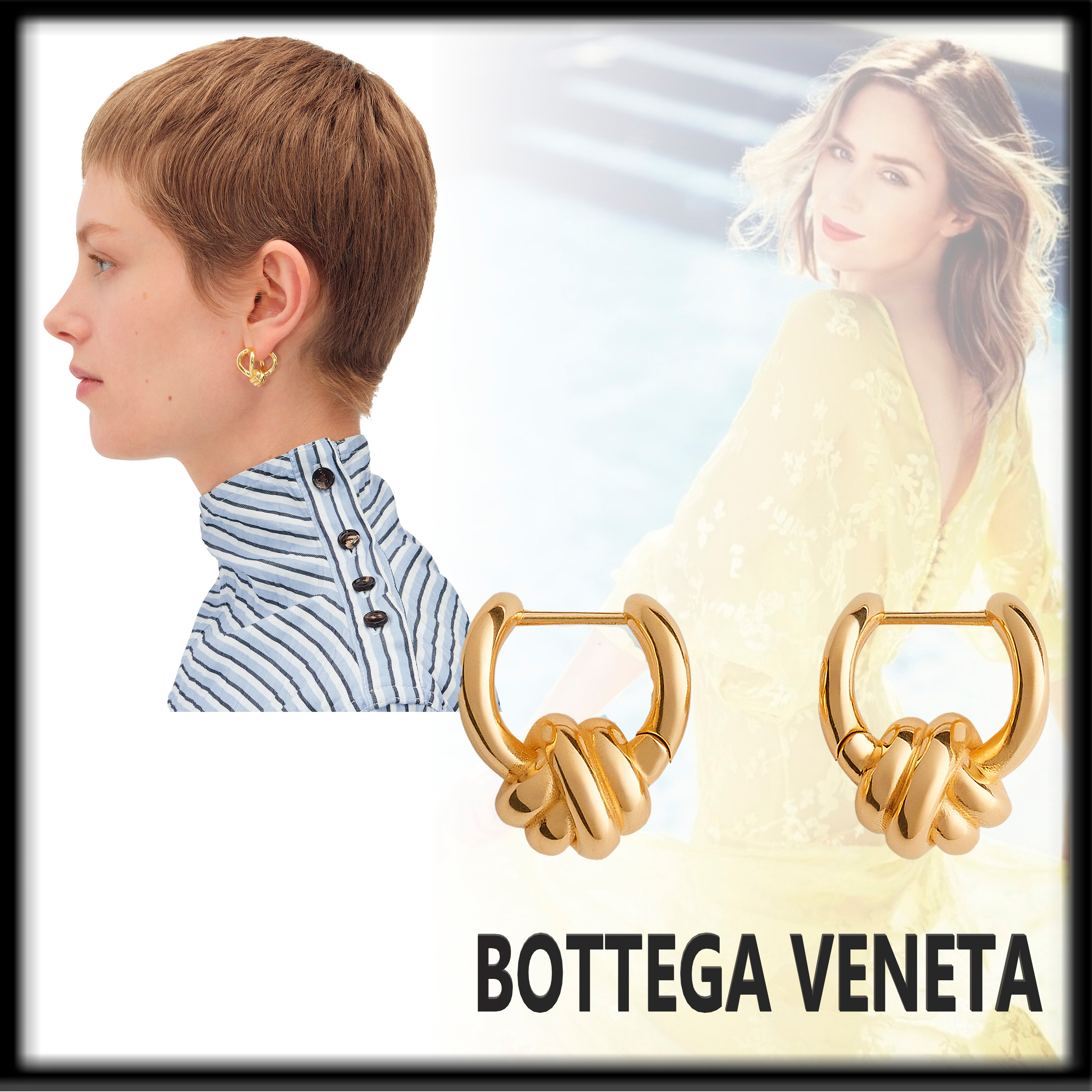 Bottega Veneta エレガント Knot ゴールド フープピアス