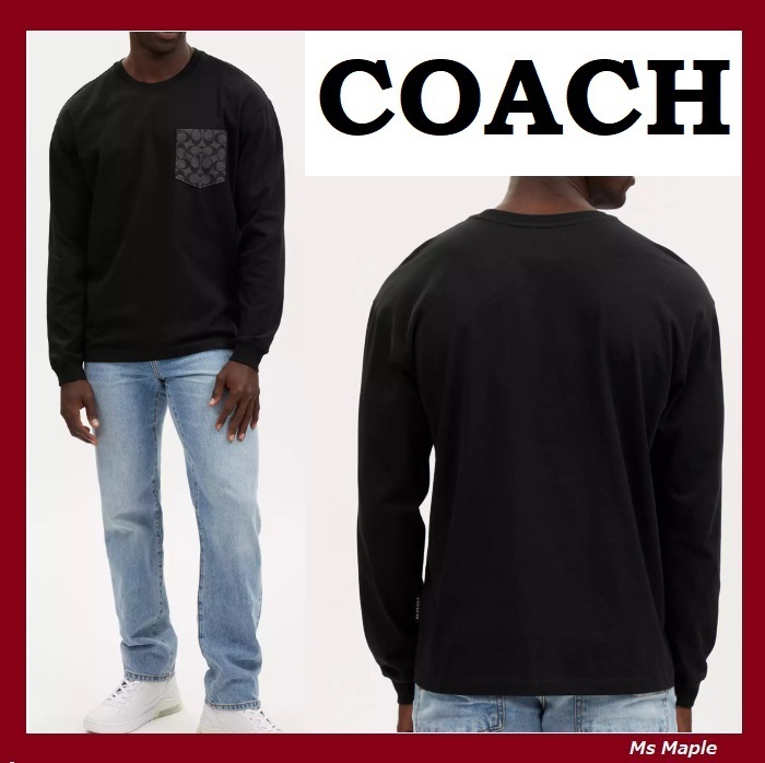 胸ポケットロゴ☆【COACH】オーガニックコットン 長袖Tシャツ