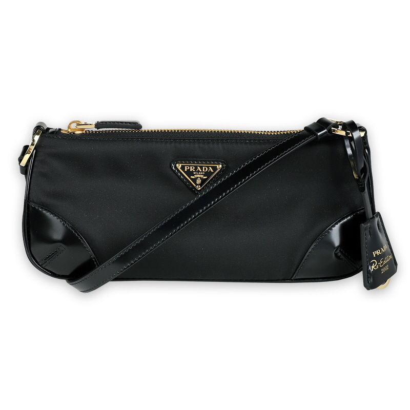 スニーカー Demont Prada Nylon Triangle Logo Brushed Shoulder Bag (Black