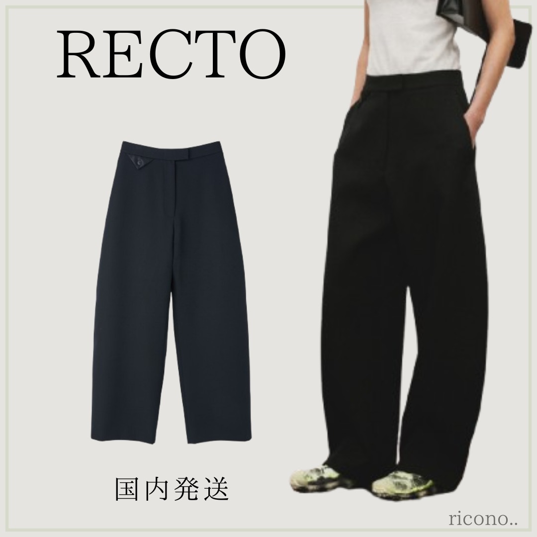 関税込/国内発【RECTO】ハイライズ カーブレッグ ウール パンツ