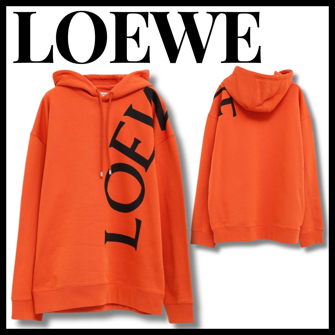 LOEWE スウェット パーカー プリントロゴ オレンジ カジュアル