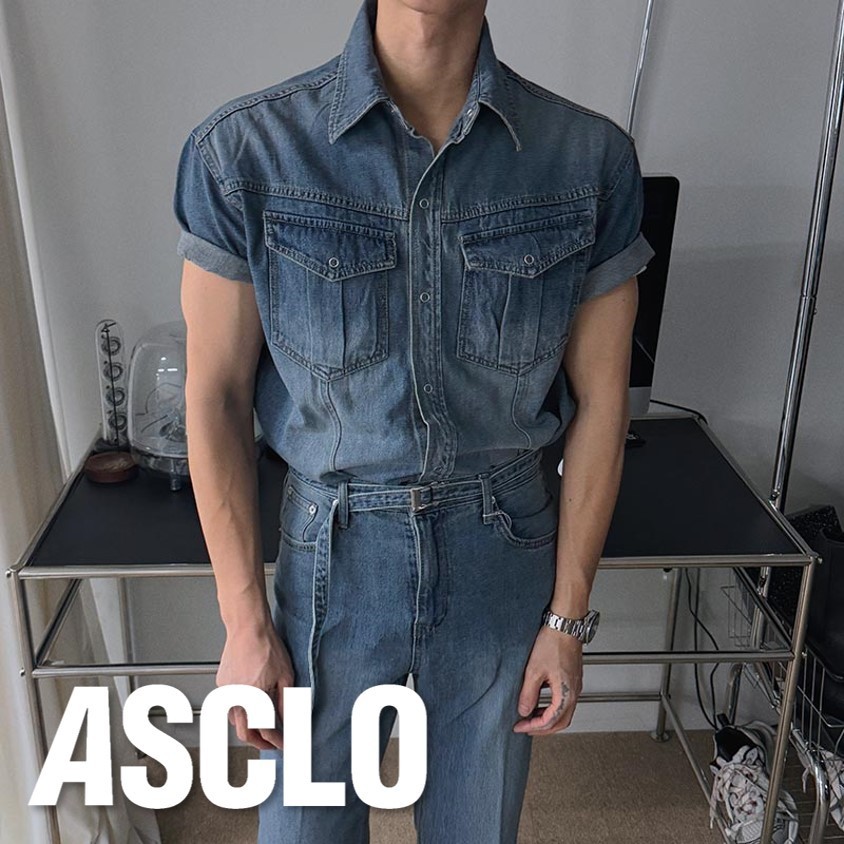 シャツ ASCLO Coolever Garment Musclefit Denim Shirt (3color)