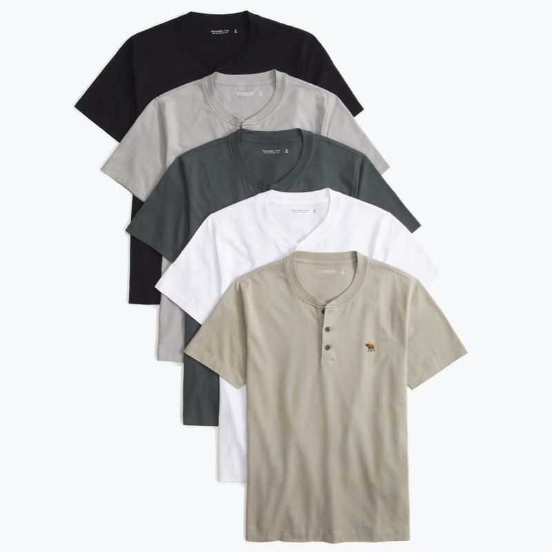 Abercrombie & Fitch アバクロ★ヘンリーTシャツ5枚組 送関込