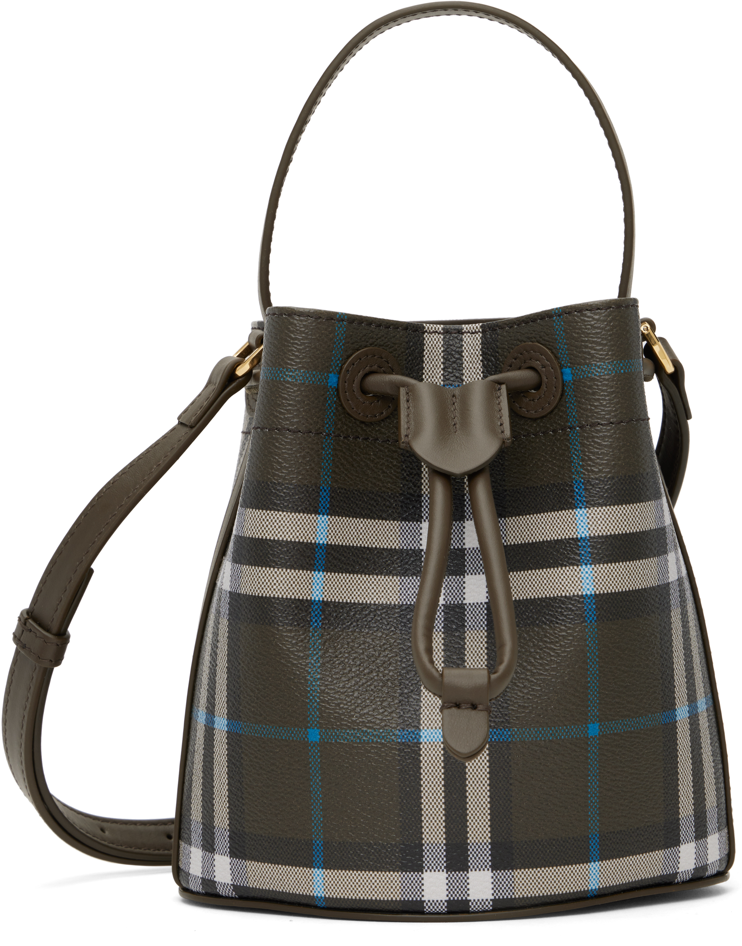 【関税込み】Burberry グレー ミニ チェック バケットバッグ