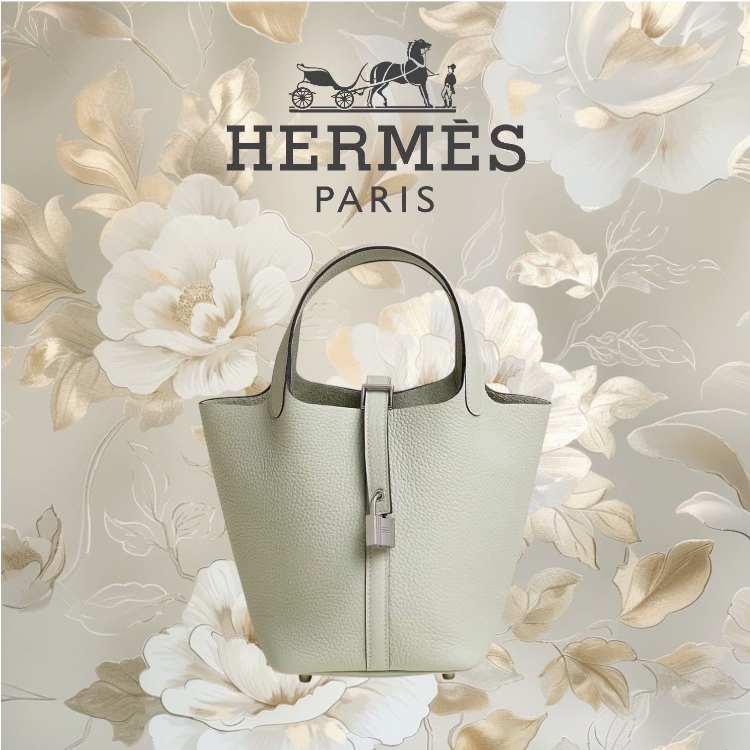 HERMES エルメス ピコタンロック PM 18 グリネヴェ シルバー金具