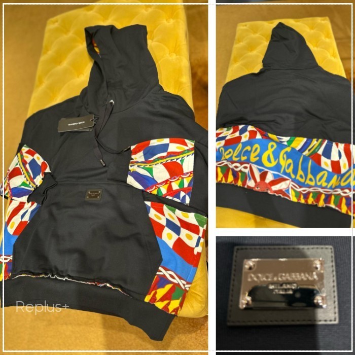 【Dolce&Gabbana】カレットプリント 長袖パーカー ロゴプレート
