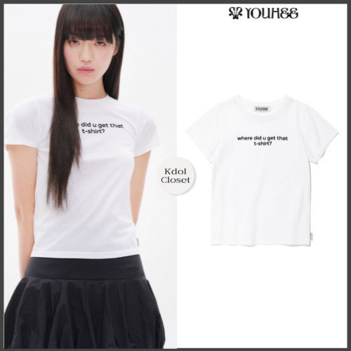 韓国 人気[YOUHEE] SMALL LETTERING T-SHIRT レタリング Tシャツ