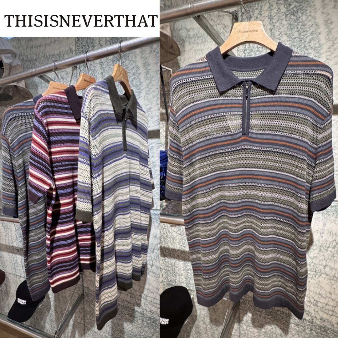 【ディスイズネバーザット】★ストライプ S/S ニットポロ★