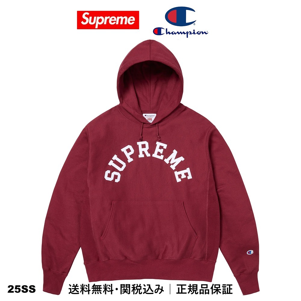 【Supreme x Champion】Hooded Sweatshirt Cardinal - 25SS