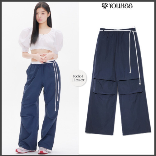 [YOUHEE] COTTON LAYERED BANDING WIDE PANTS ワイドパンツ
