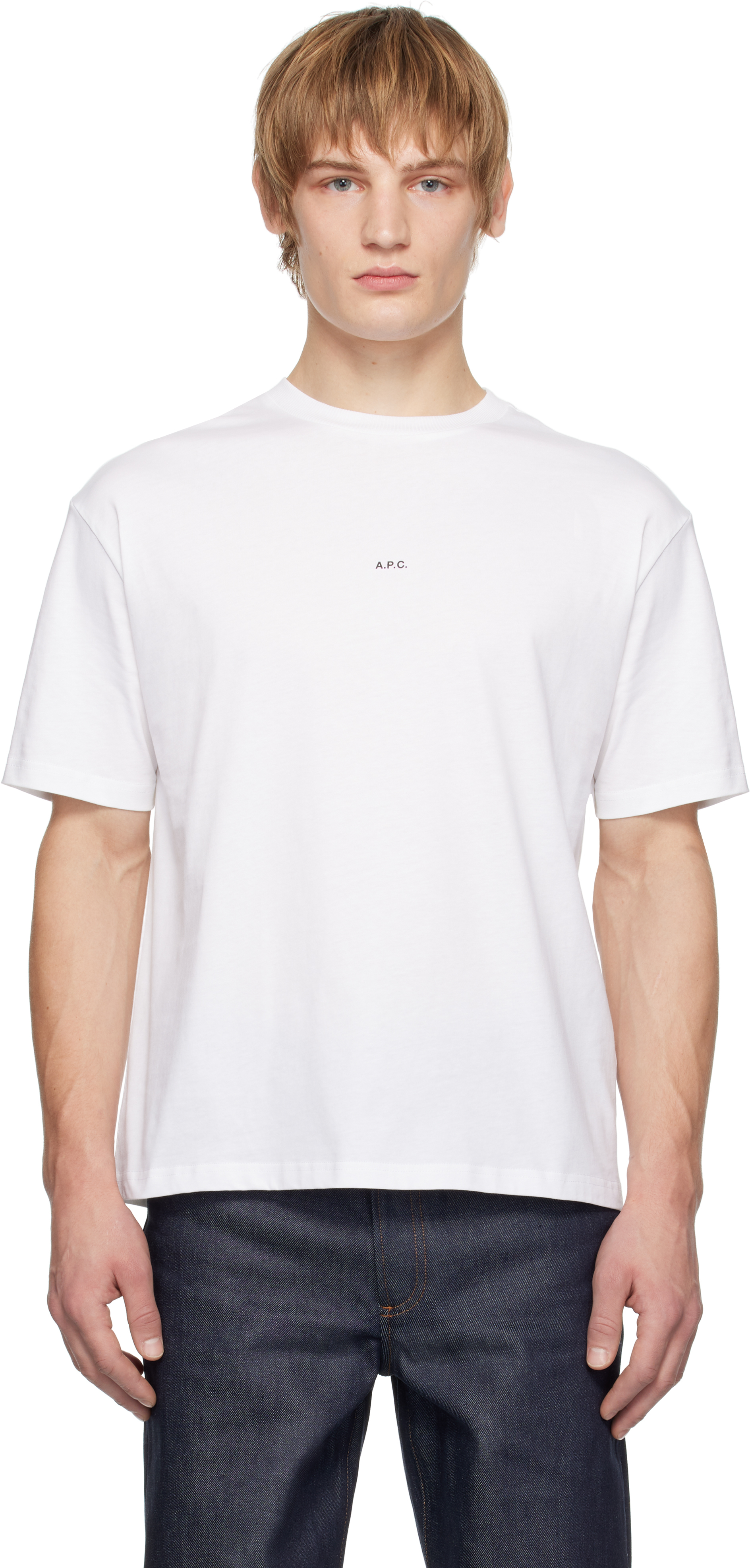 【関税込み】A.P.C. ホワイト マイクロロゴ ボクシー Tシャツ