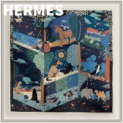 【ギフトなどに】HERMES Le Livre d'Esope スカーフ