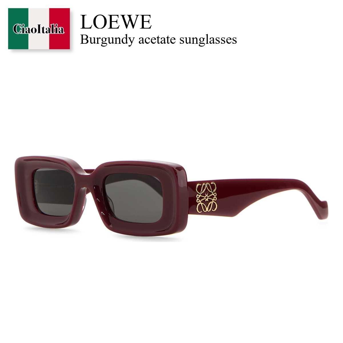 サングラス Loewe Burgundy Acetate Sunglasses