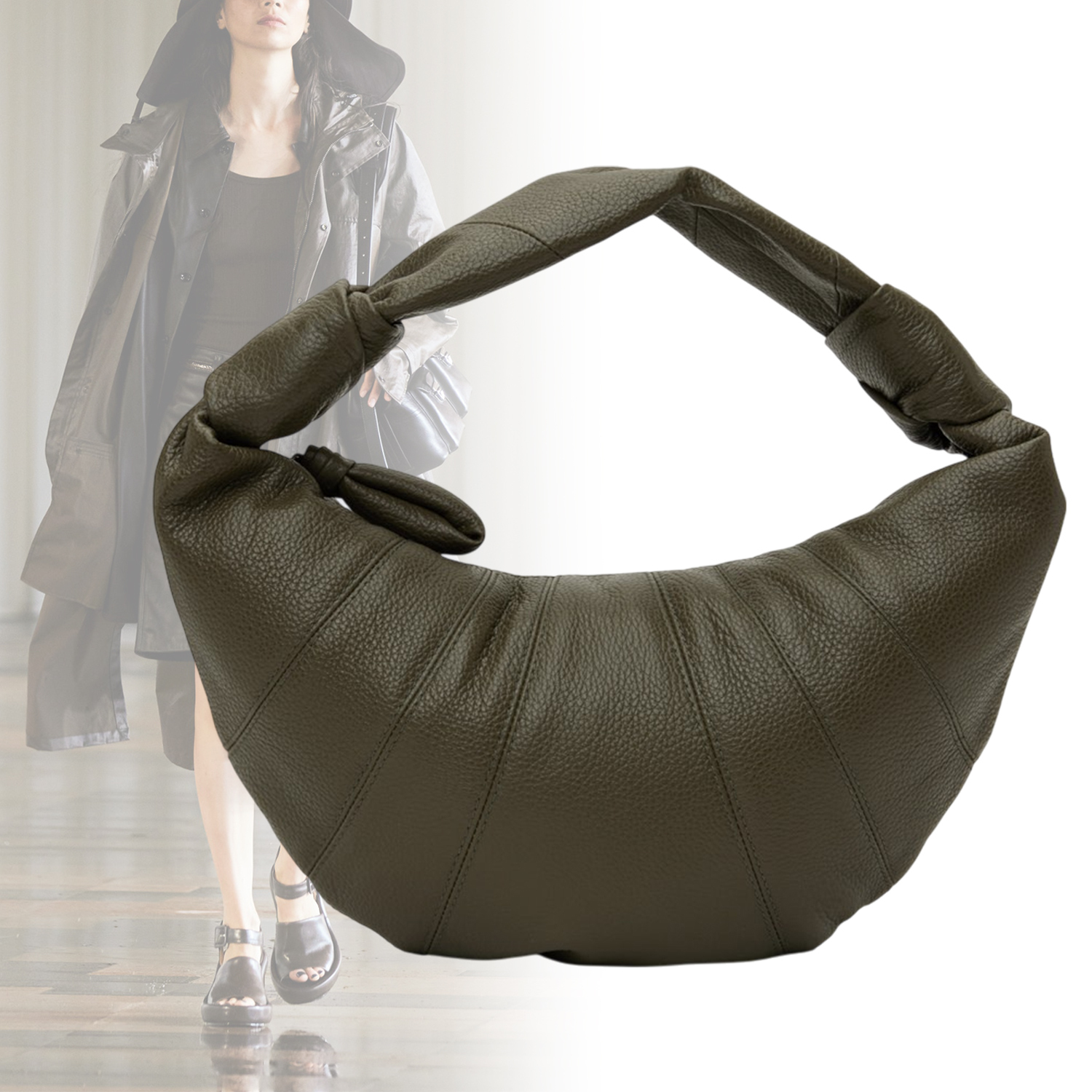 ◆LEMAIRE◆グリーン ミニ Fortune Croissant バッグ レザー