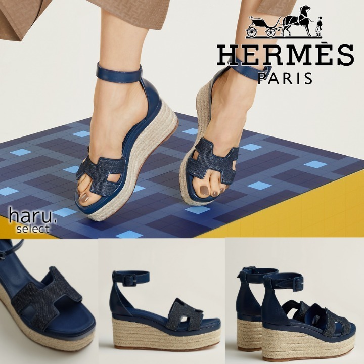 上品★カジュアル デニム【HERMES】エスパドリーユ ELDA