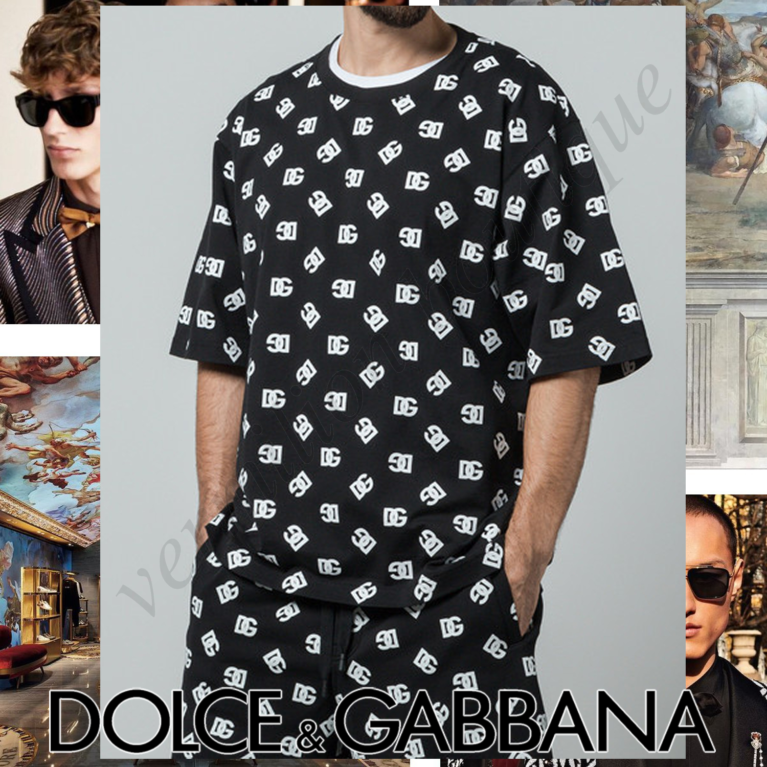 Dolce & Gabbana DG モノグラムロゴ 半袖Tシャツ ブラック