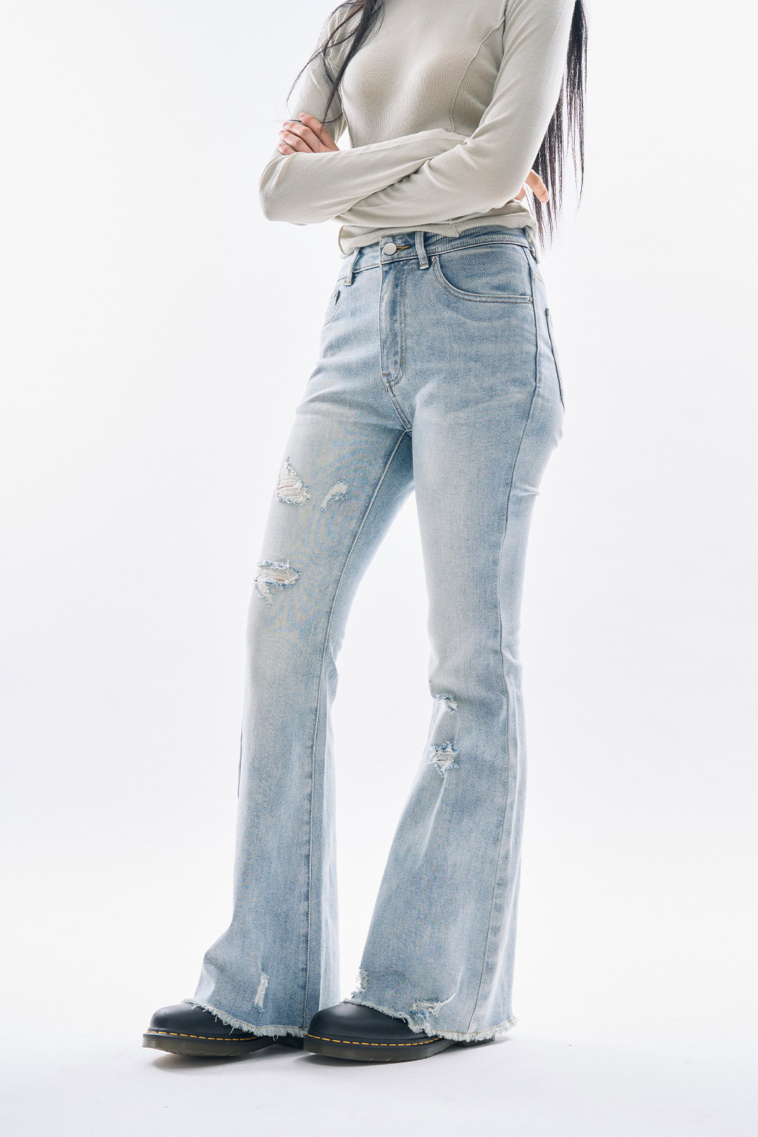 【Raucohouse】Lulu damage bootcut denim pants Raucohouse】Lulu damage bootcut denim pants (Raucohouse