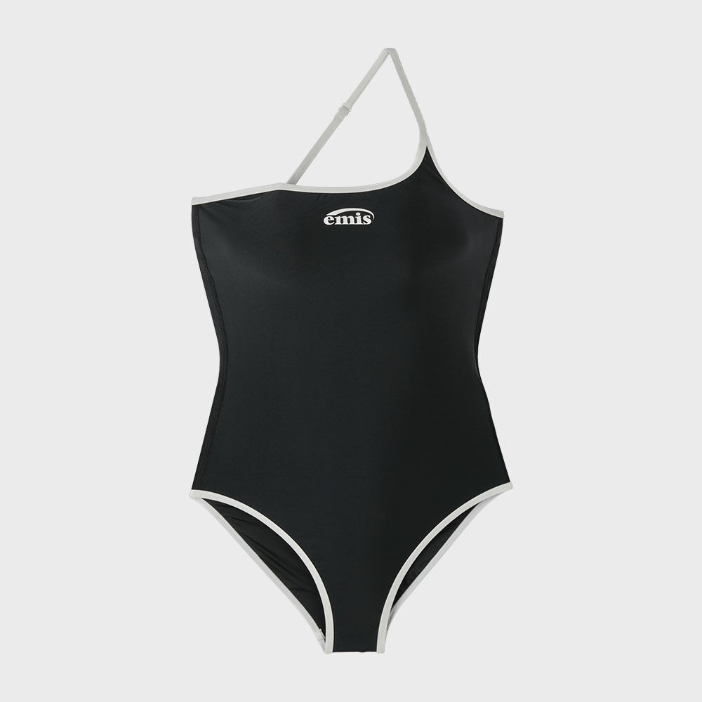 ★EMIS★ LOGO ONESHOULDER SWIMSUITBLACK