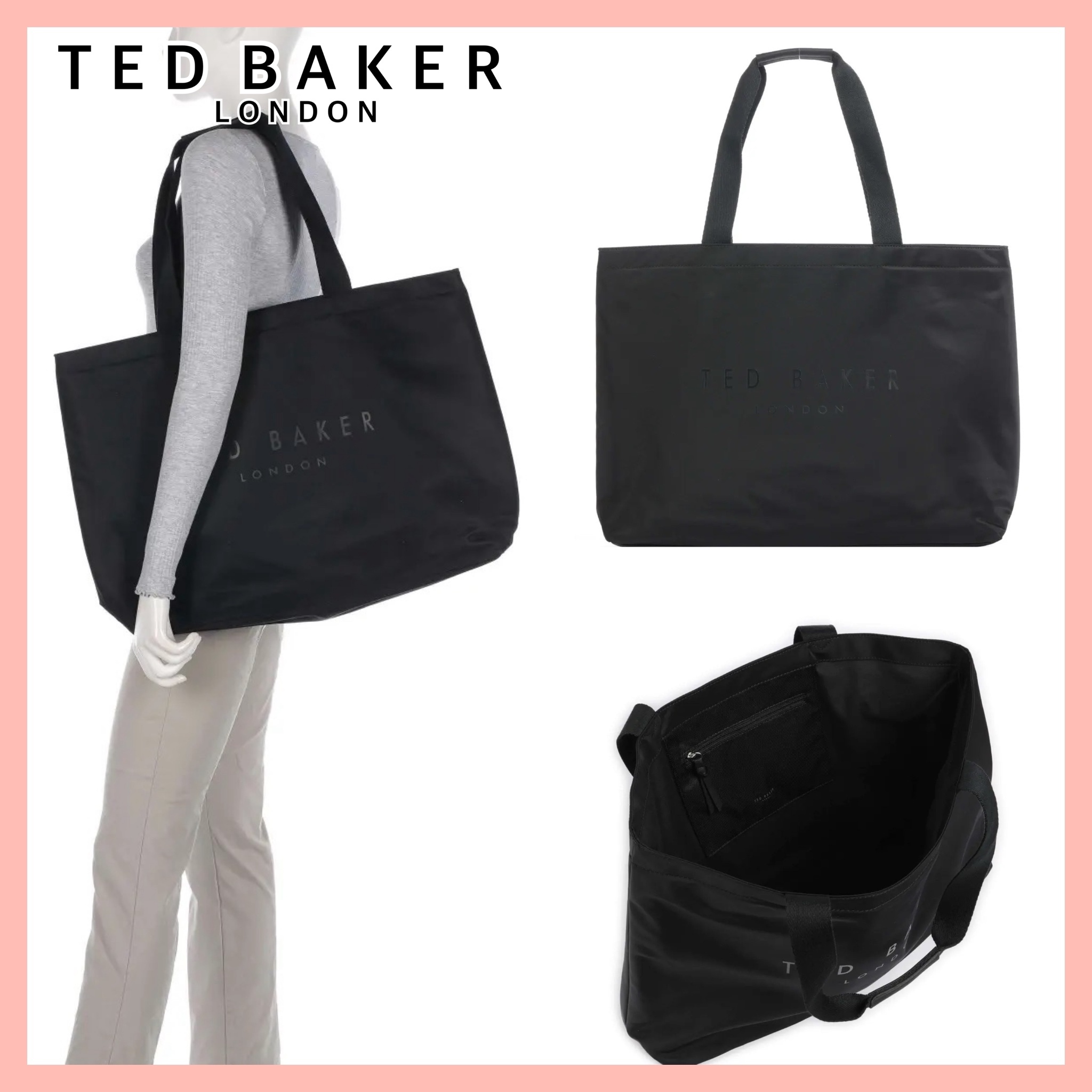 関税込【TED BAKER】Kattss ロゴ トートバッグ ブラック
