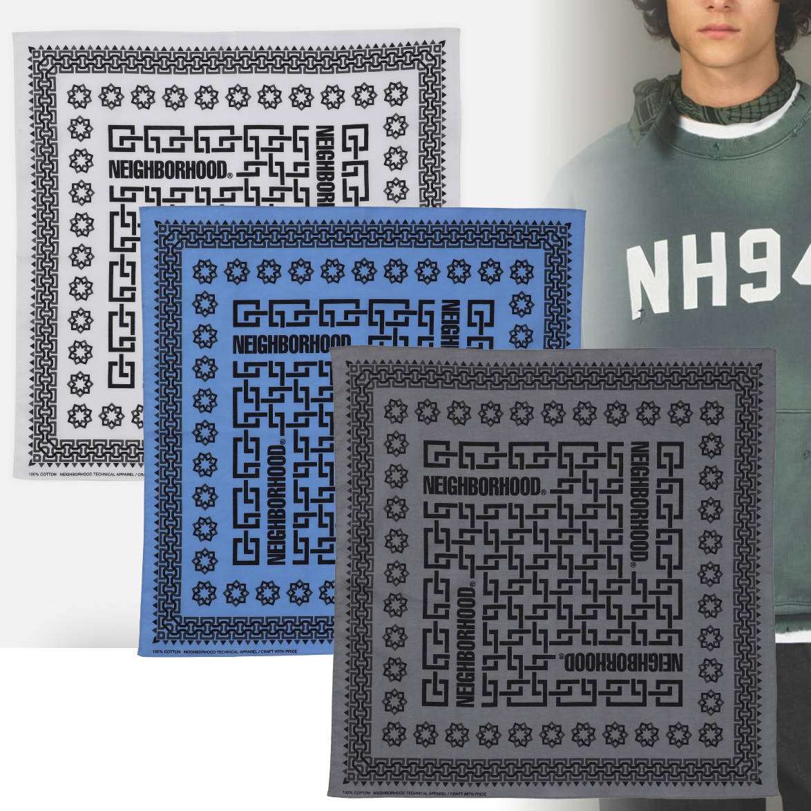 【Neighborhood】25SS GEOMETRIC PATTERN BANDANA すぐ届く