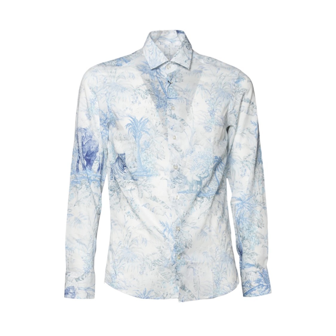 シャツ Etro Light Blue Cotton Shirt Safari Print