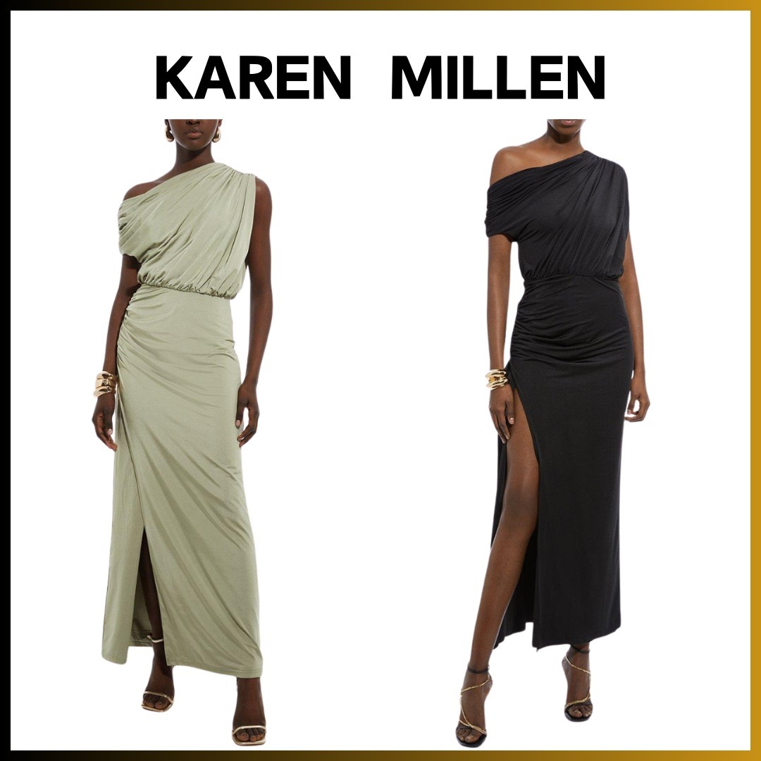 Karen Millen：ドレープ ワンショルダー ワンピース