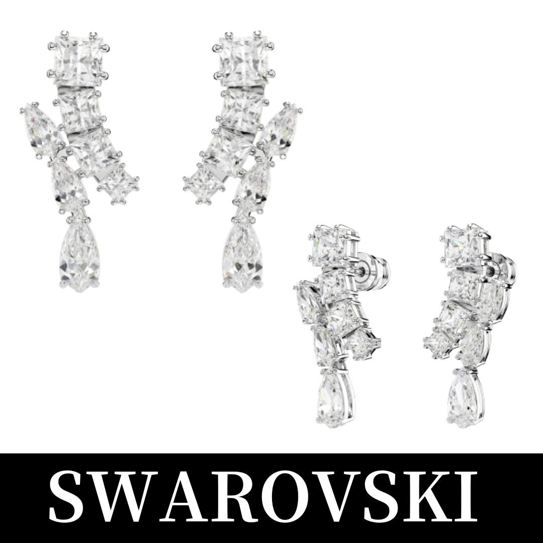 【SWAROVSKI】☆マトリックス ドロップ ピアス☆