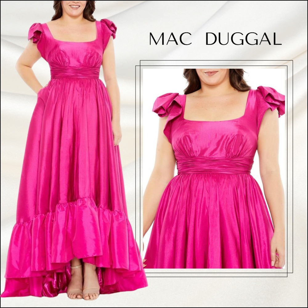 関税送料込【MAC DUGGAL】ロング ワンピース フレア ピンク