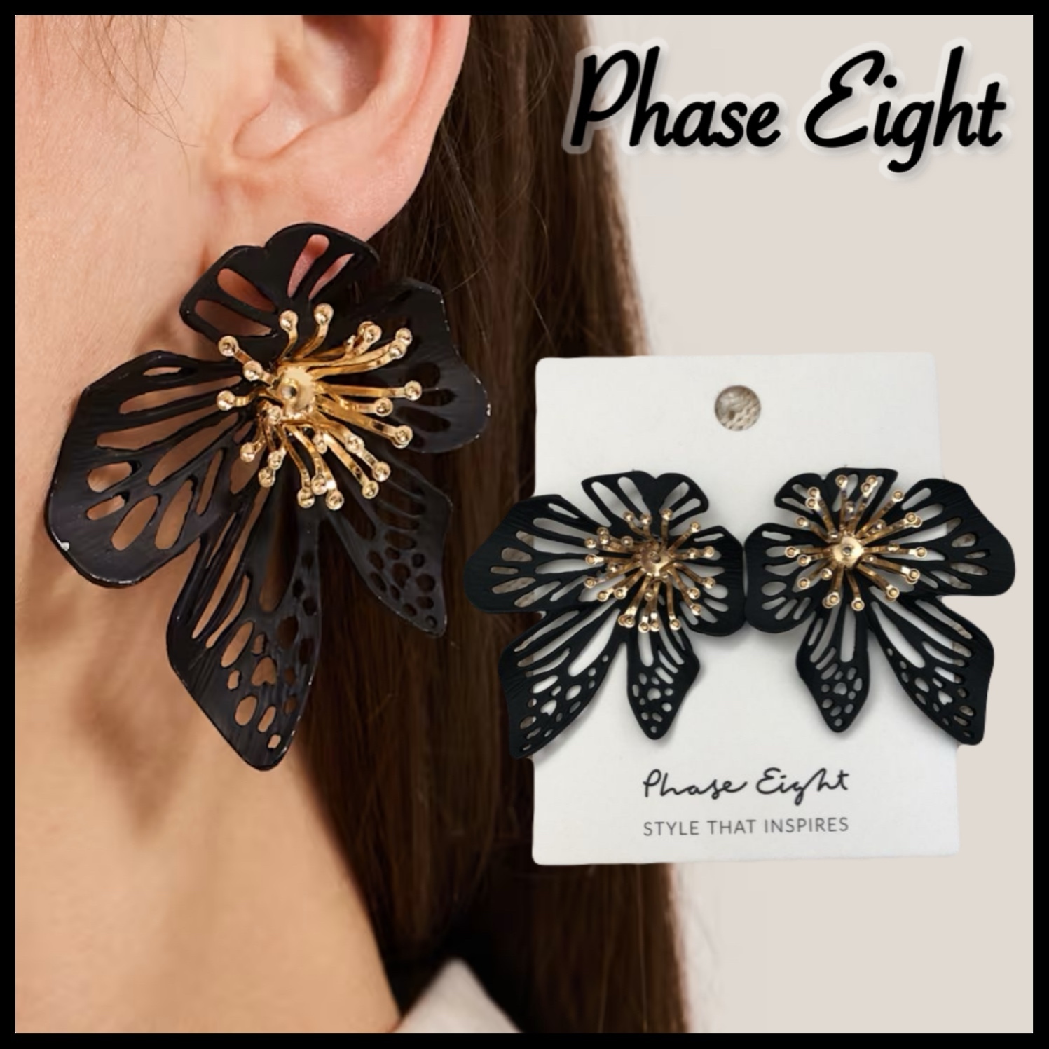 【Phase Eight】UK発 ラージ フラワー ピアス 両耳用 大きい 花